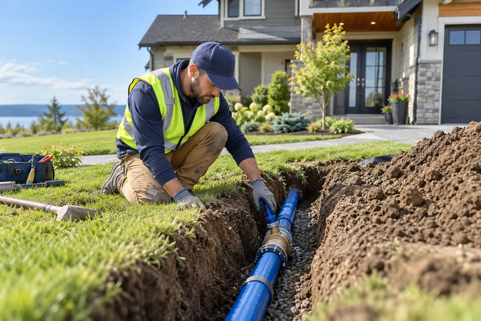 Water line repair and replacement by a plumbing professional